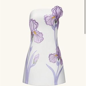 JW PEI White Dress with Purple Floral Design